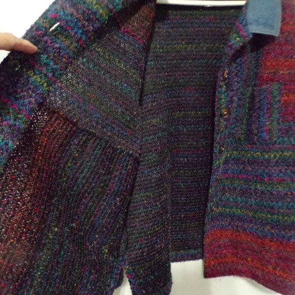 Koret City Blues Petites Blues & Reds 6 Button Jean Collar Cell Pocket Jacket - Picture 3 of 6